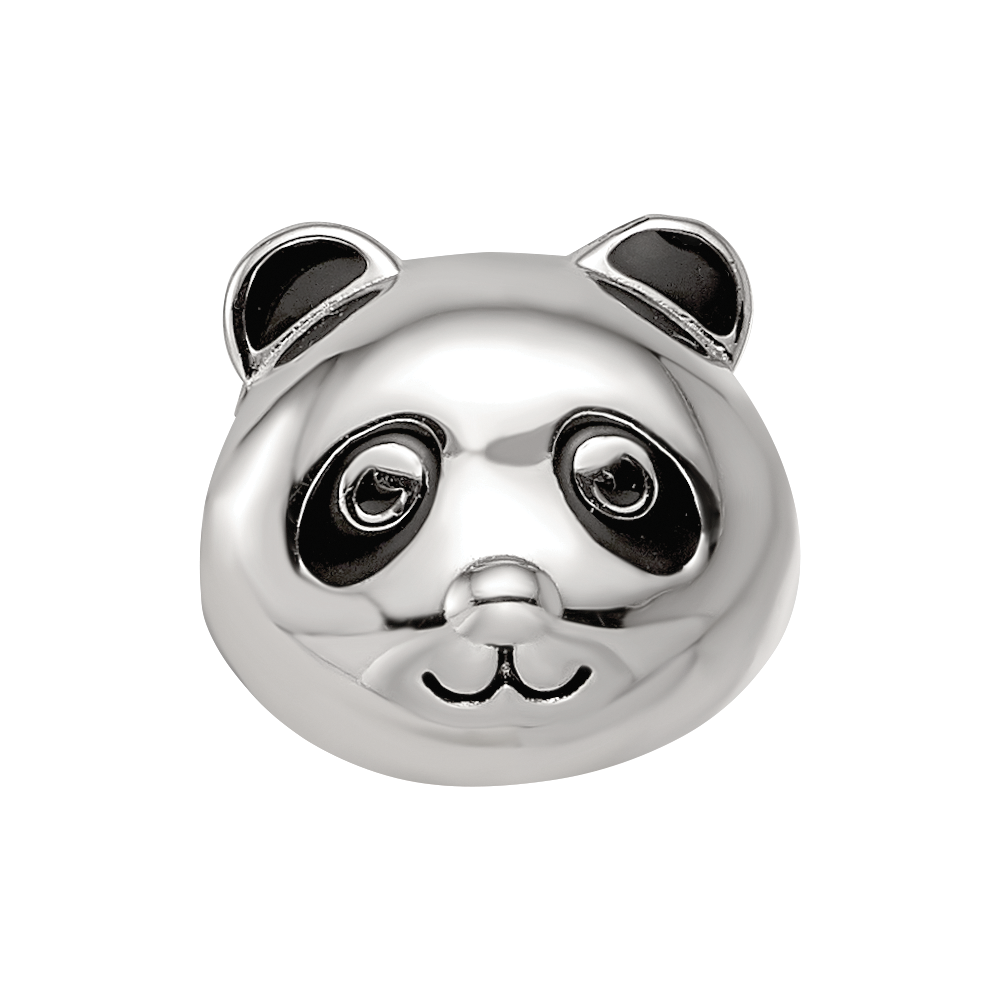 Sterling Silver Reflections Rhodium-plated Enamel Panda Bear Bead