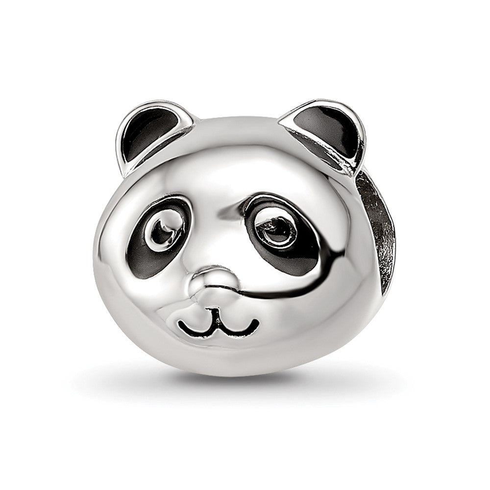 Sterling Silver Reflections Rhodium-plated Enamel Panda Bear Bead