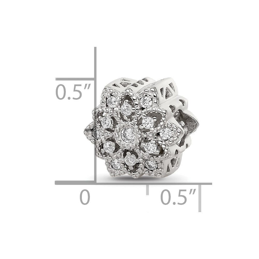 Sterling Silver Reflections Rhod-plated CZ Snowflake Bead