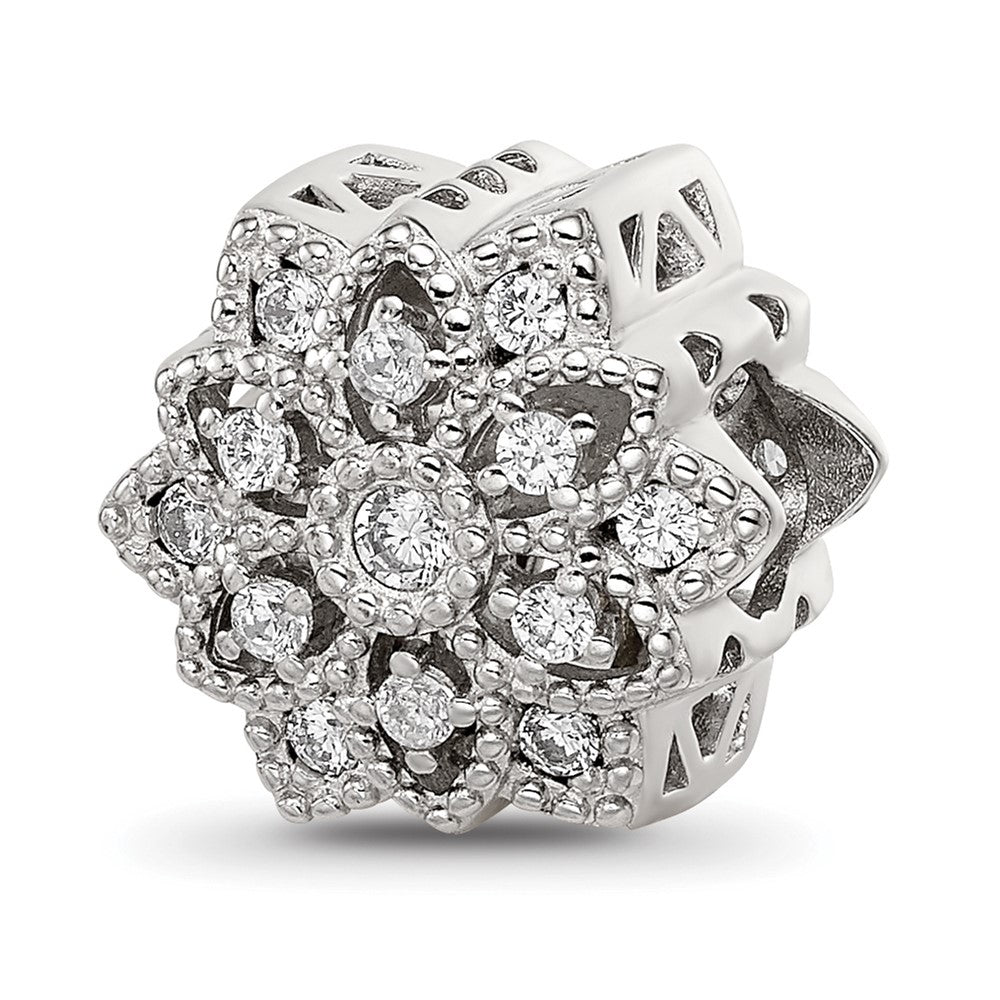 Sterling Silver Reflections Rhod-plated CZ Snowflake Bead
