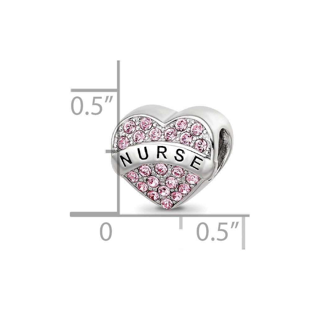 Sterling Silver Reflections Crystals Nurse Heart Bead