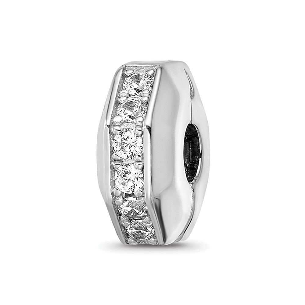 Sterling Silver Reflections Rhod-plated CZ Hinged Bead