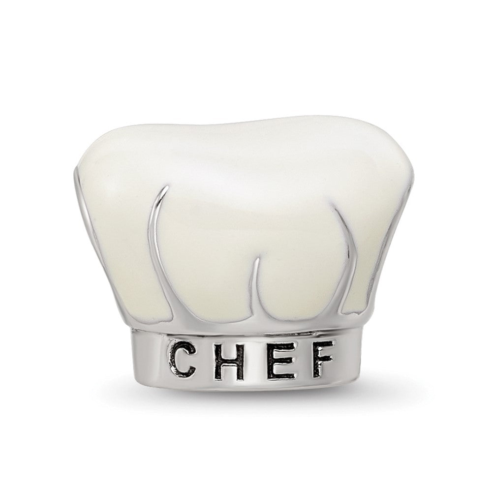Sterling Silver Reflections Rhod-plated Enamel Chef Hat Bead