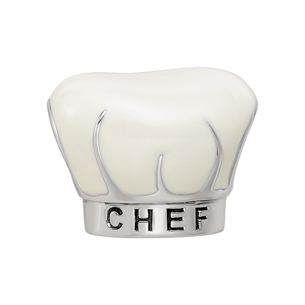 Sterling Silver Reflections Rhod-plated Enamel Chef Hat Bead