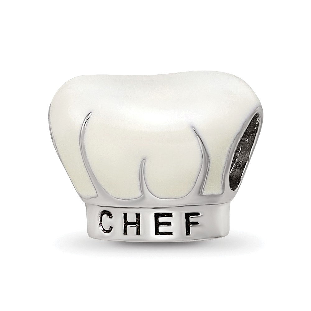 Sterling Silver Reflections Rhod-plated Enamel Chef Hat Bead