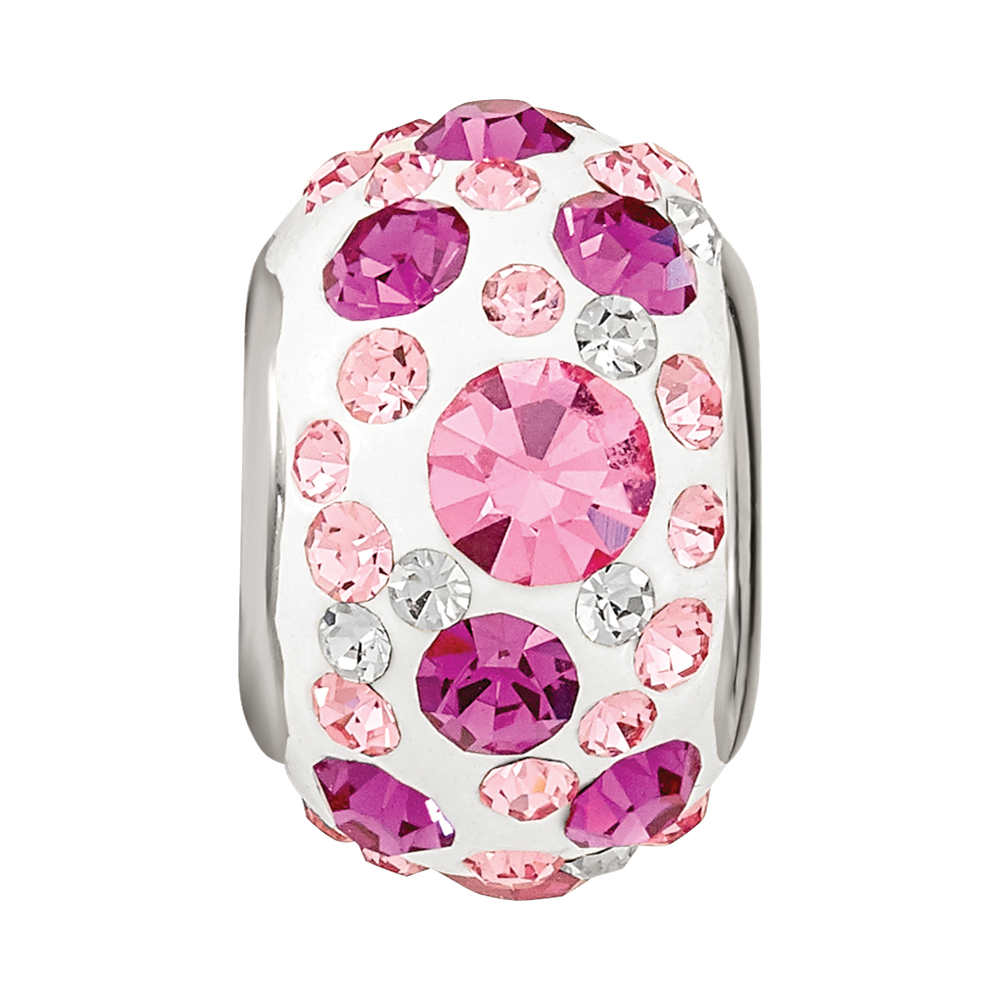 Sterling Silver Reflections Rhod-pl Pink Preciosa Crystal Bead
