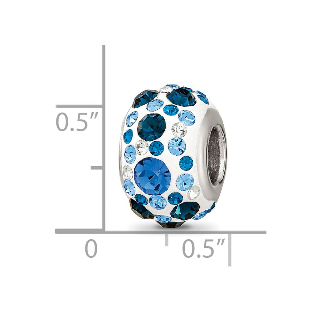 Sterling Silver Reflections Rhodium-plated Blue Preciosa Crystal Bead