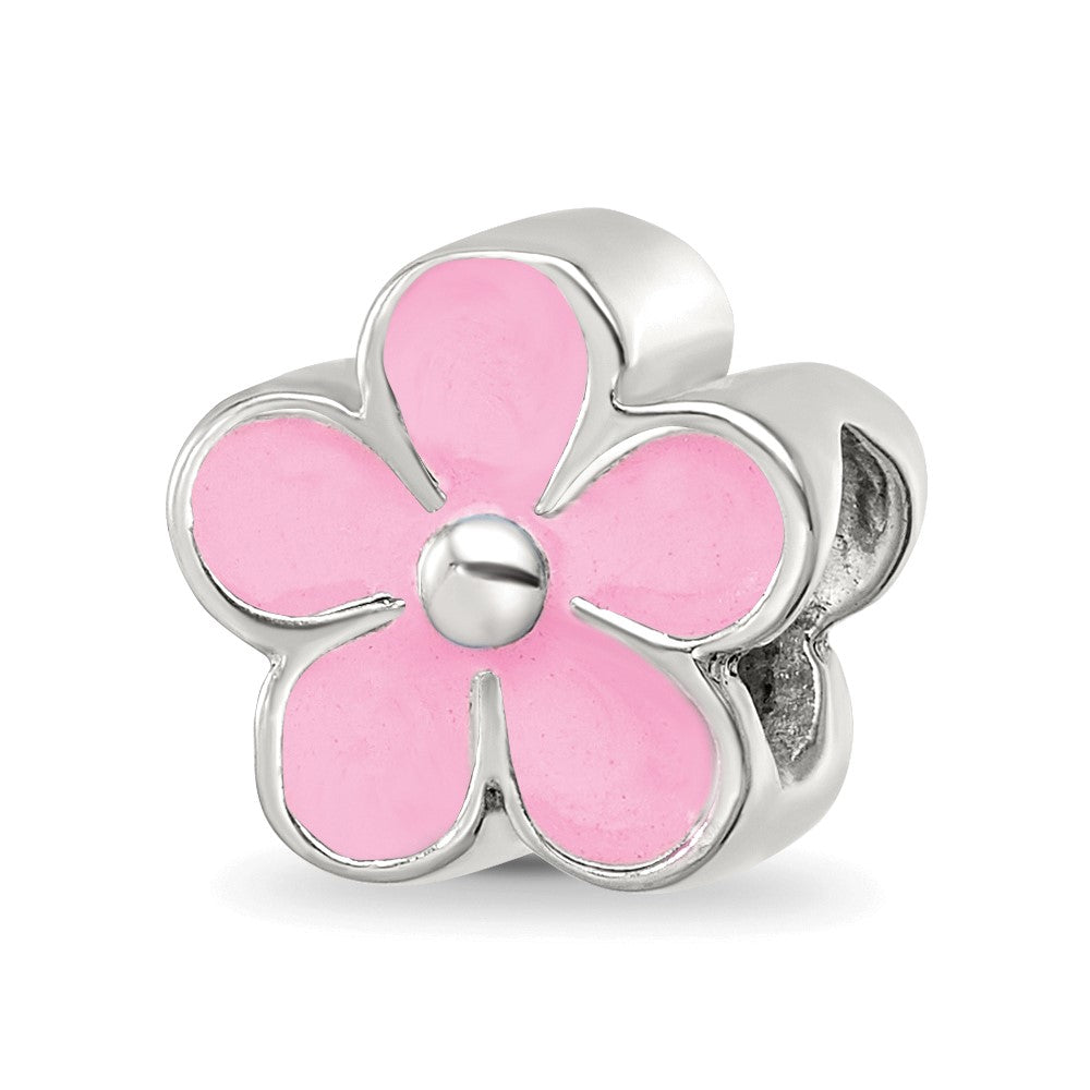 Sterling Silver Reflections Pink Enamel Flower Bead