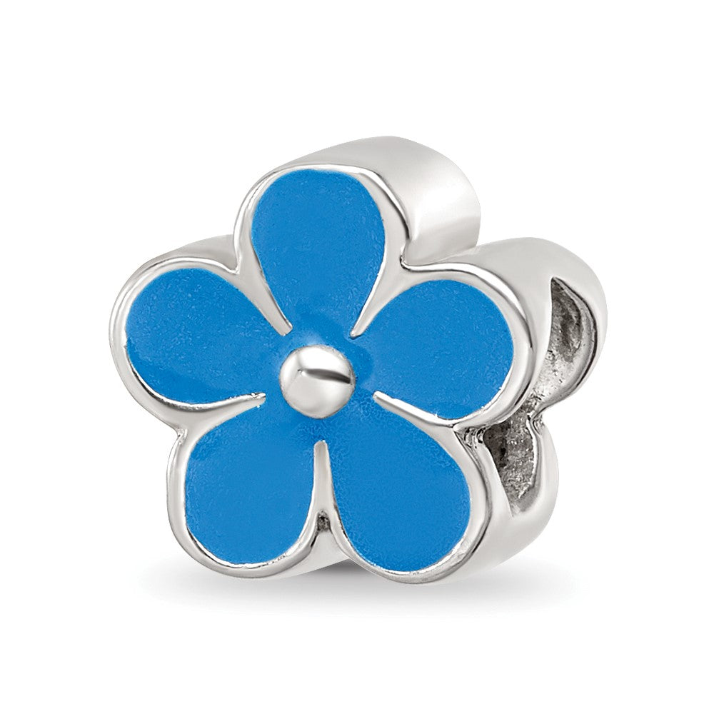 Sterling Silver Reflections Blue Enamel Flower Bead