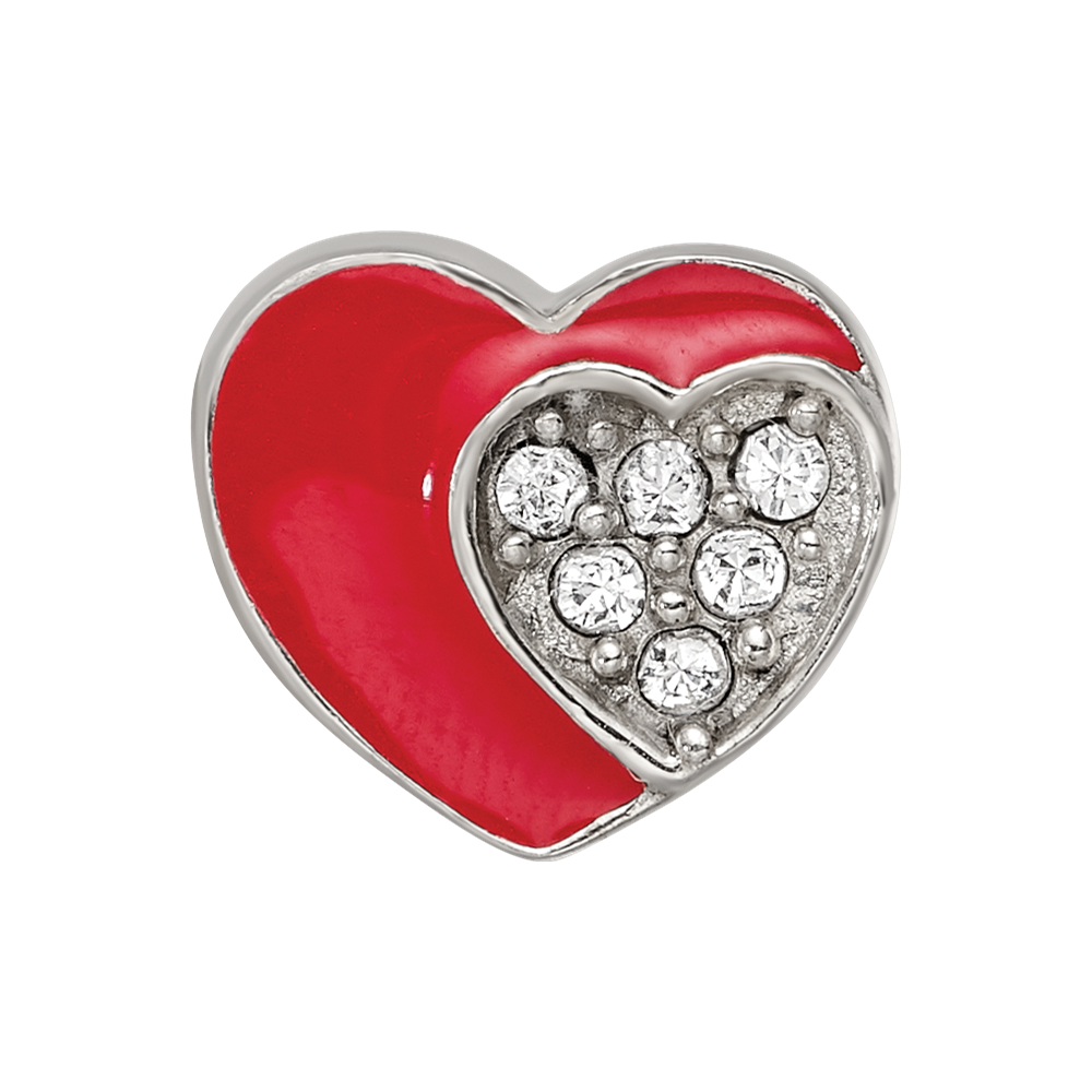 Sterling Silver Reflections Preciosa Crystal Enamel Heart Bead