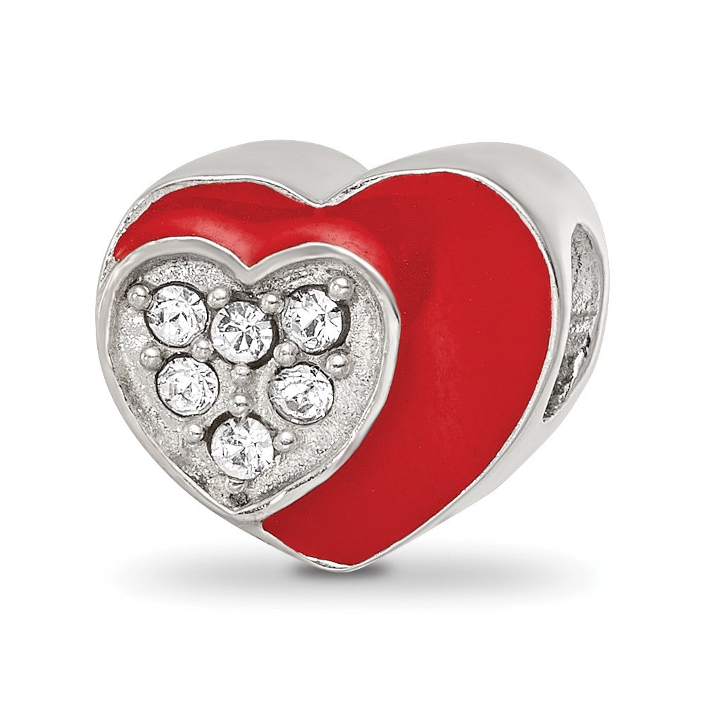 Sterling Silver Reflections Preciosa Crystal Enamel Heart Bead