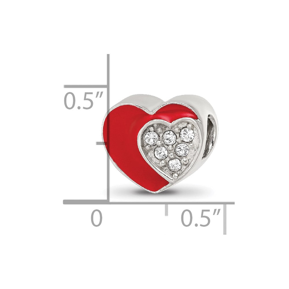 Sterling Silver Reflections Preciosa Crystal Enamel Heart Bead
