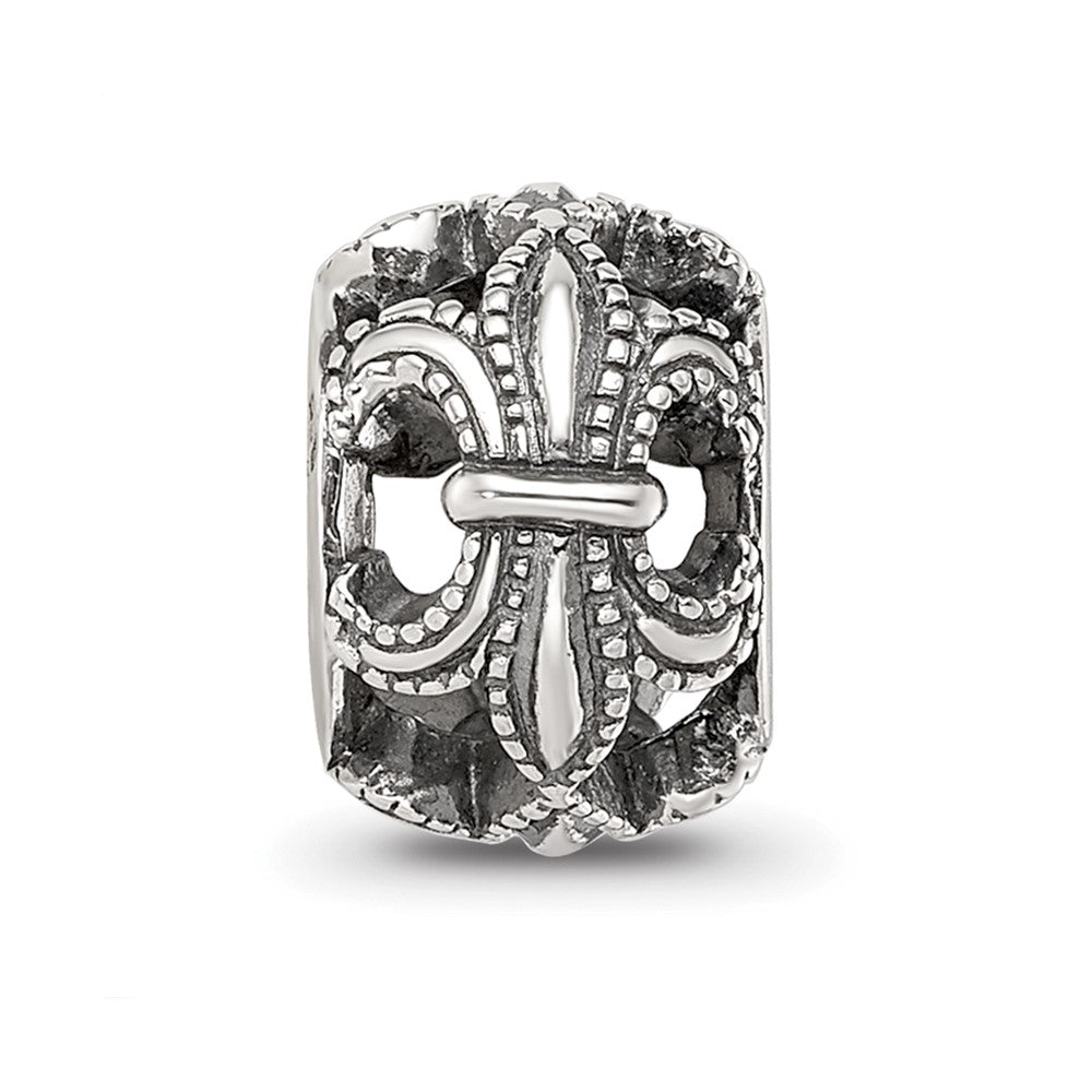 Sterling Silver Reflections Antiqued Fleur de Lis Bead