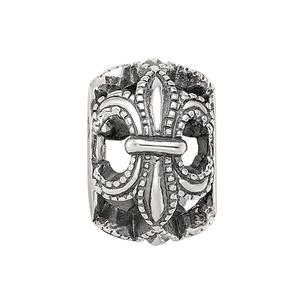 Sterling Silver Reflections Antiqued Fleur de Lis Bead