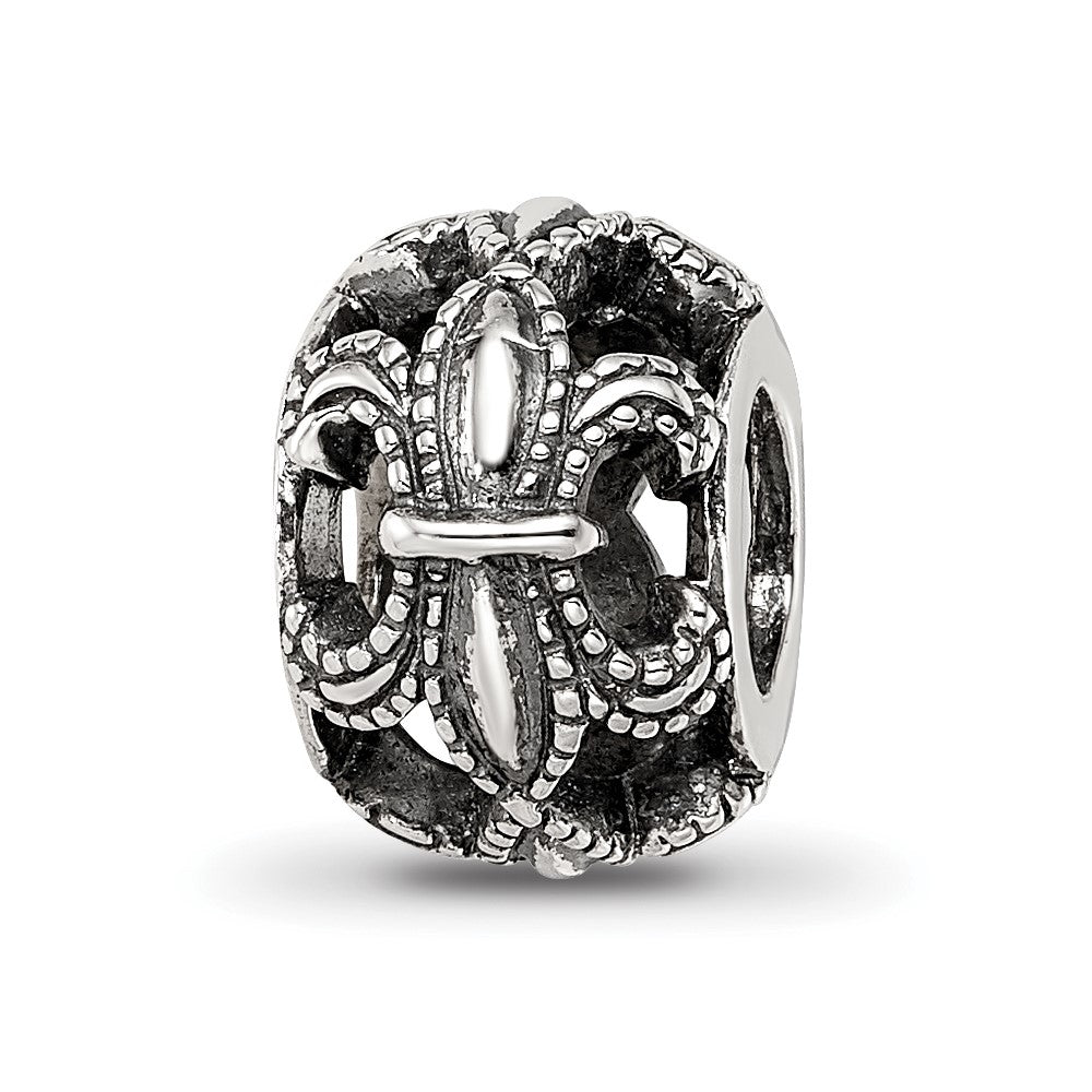 Sterling Silver Reflections Antiqued Fleur de Lis Bead