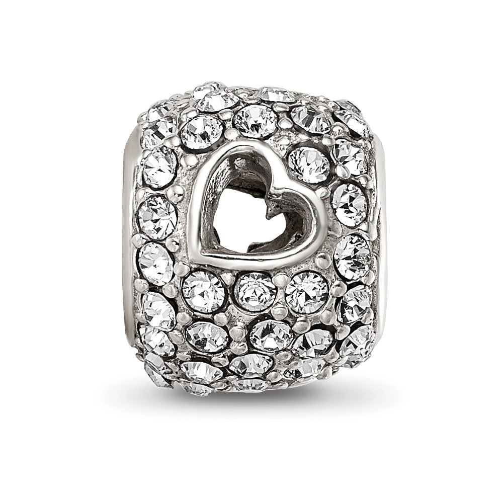 Sterling Silver Reflections Preciosa Crystal Heart Cut-Out Bead