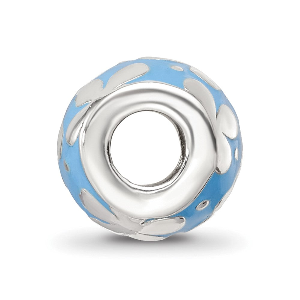Sterling Silver Reflections Blue Enamel Floral Bead