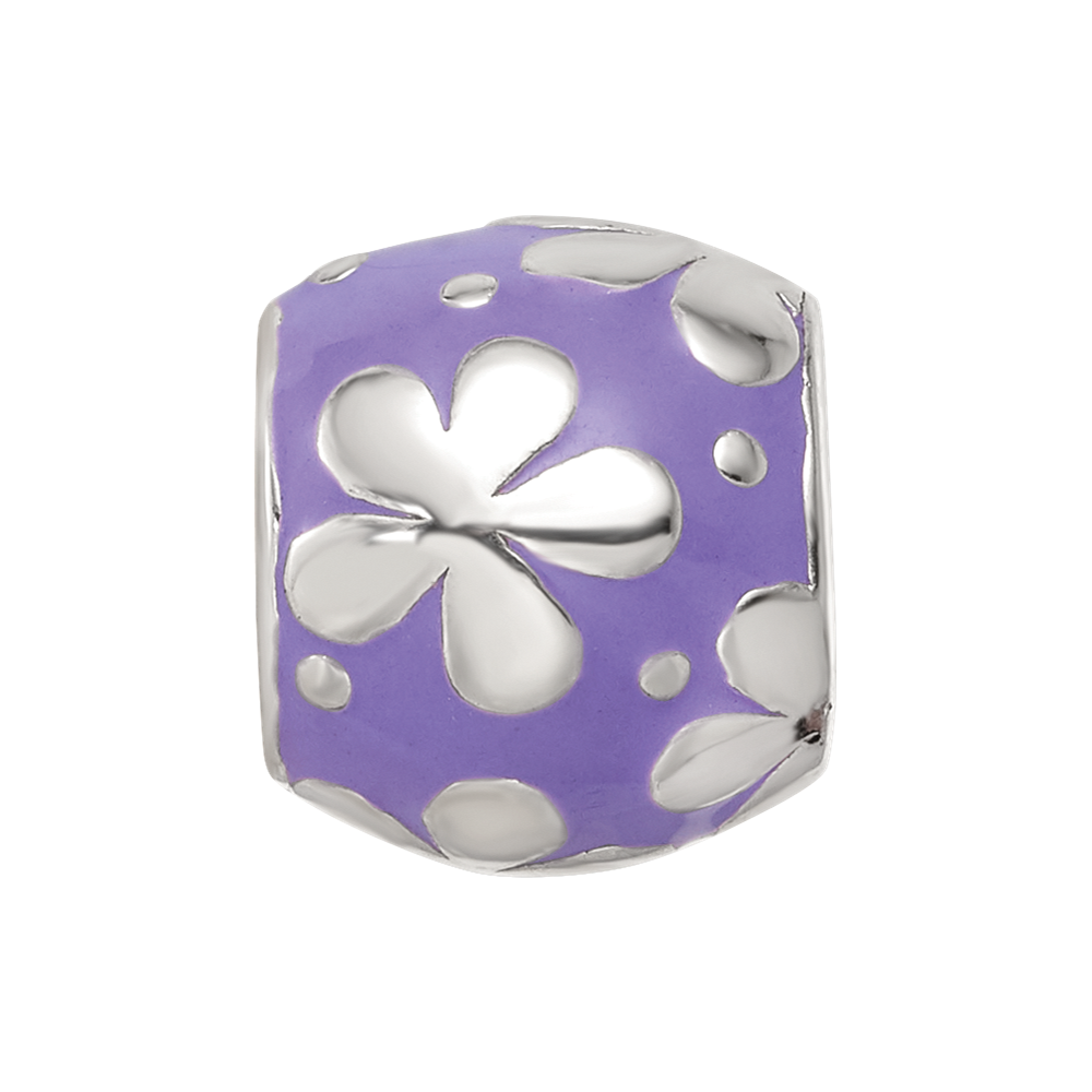 Sterling Silver Reflections Purple Enamel Floral Bead