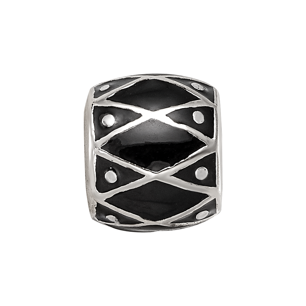 Sterling Silver Reflections Black Enamel Bead