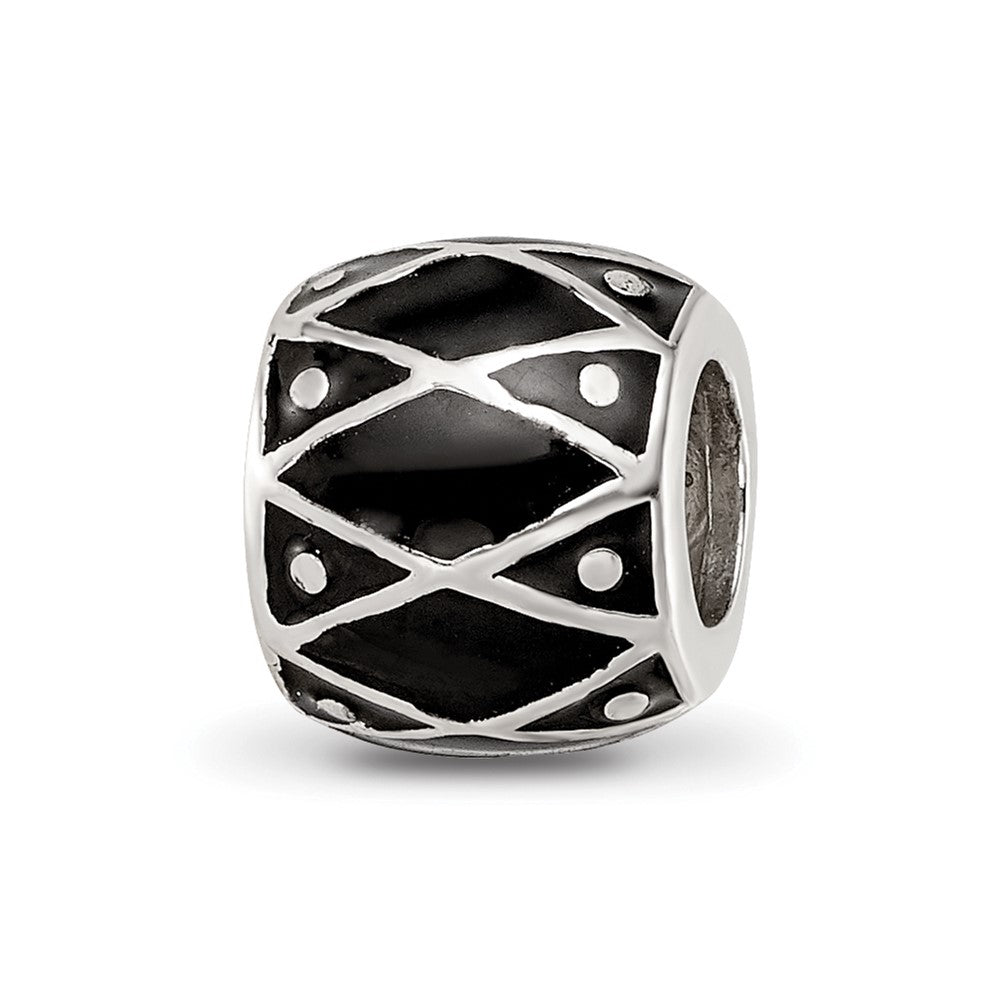 Sterling Silver Reflections Black Enamel Bead