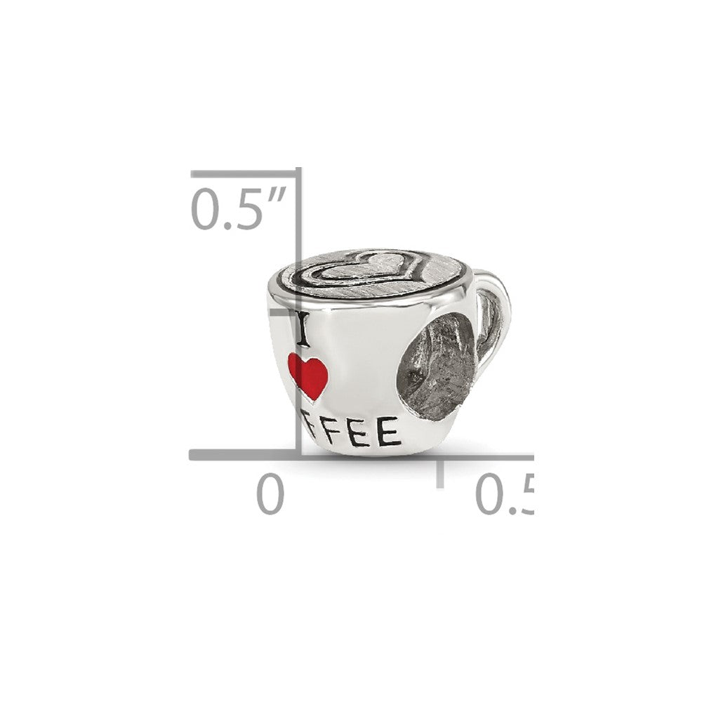 Sterling Silver Reflections Enamel I Heart Coffee Mug Bead