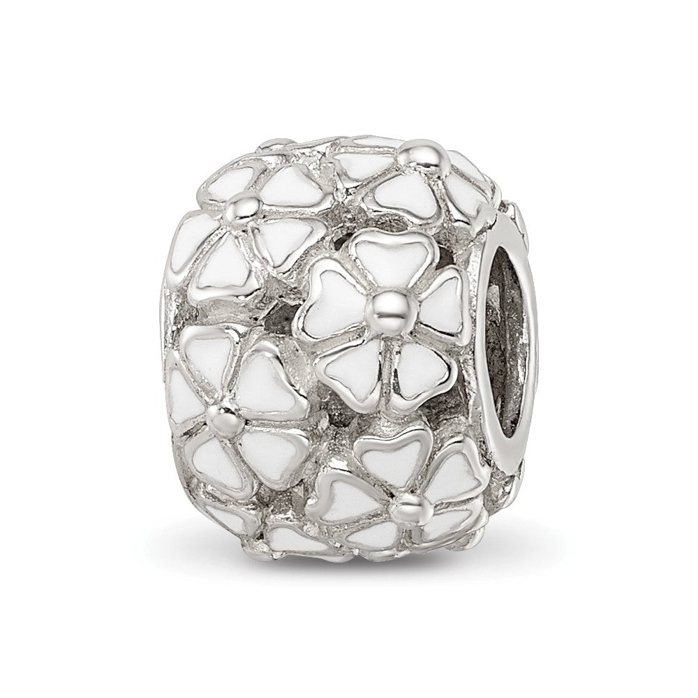 Sterling Silver Reflections White Enamel Floral Bead