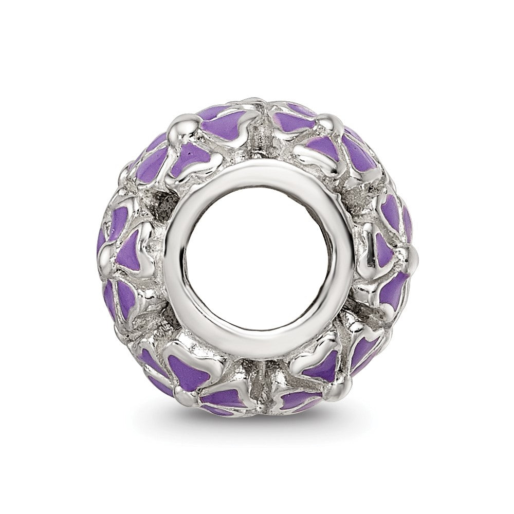 Sterling Silver Reflections Purple Enamel Floral Bead