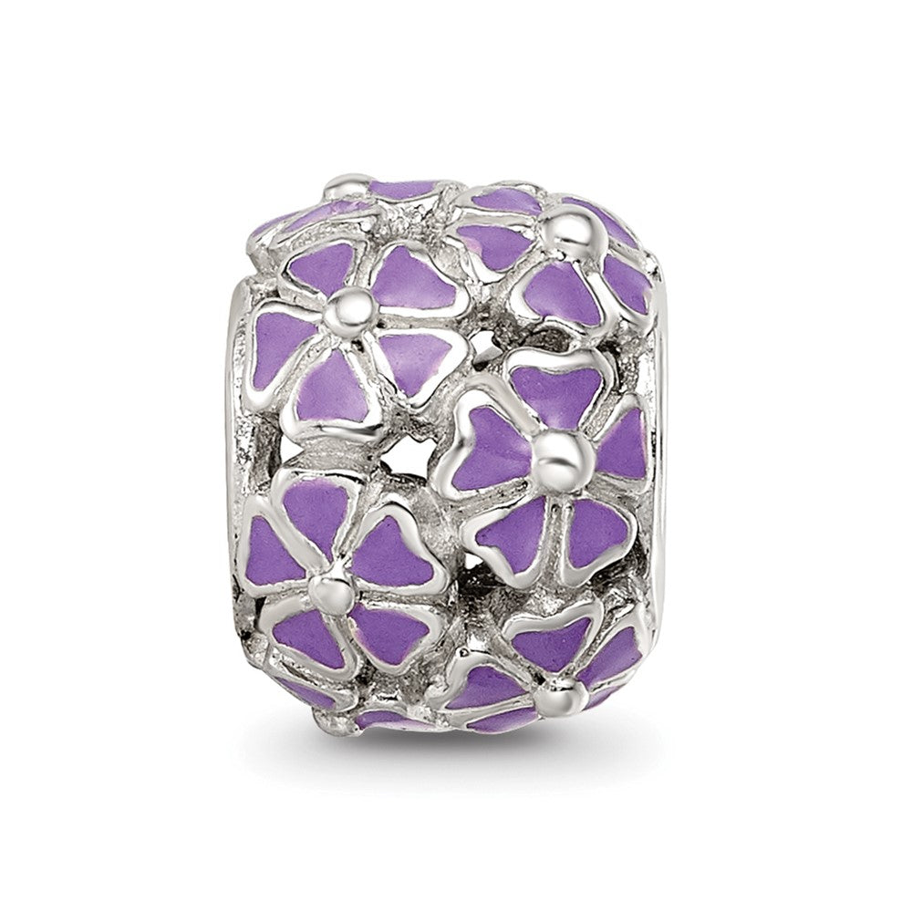Sterling Silver Reflections Purple Enamel Floral Bead