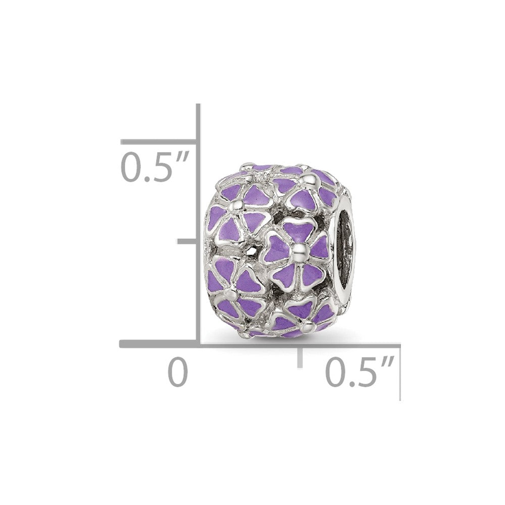 Sterling Silver Reflections Purple Enamel Floral Bead