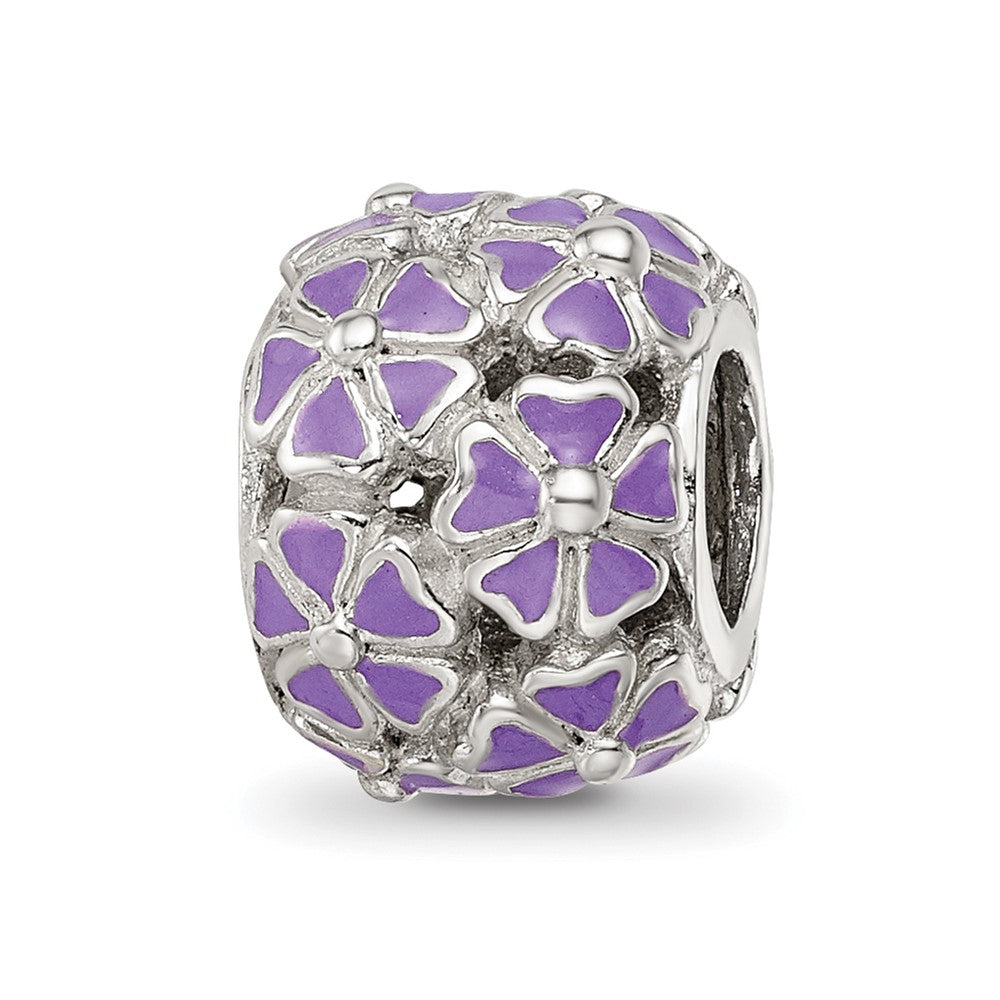 Sterling Silver Reflections Purple Enamel Floral Bead