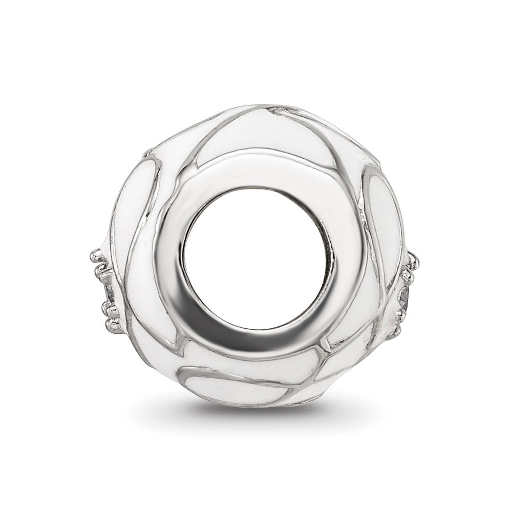 Sterling Silver Reflections White Enamel CZ Loop Pattern Bead
