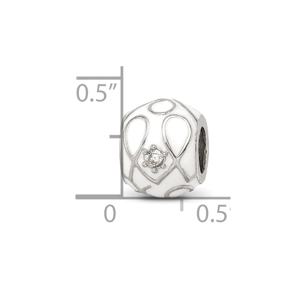 Sterling Silver Reflections White Enamel CZ Loop Pattern Bead