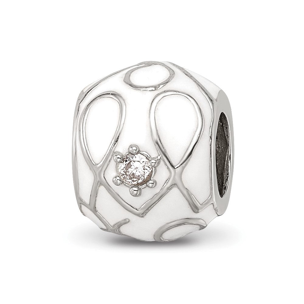 Sterling Silver Reflections White Enamel CZ Loop Pattern Bead
