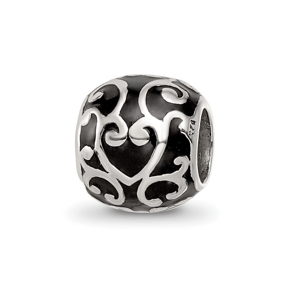 Sterling Silver Reflections Enamel Swirly Hearts Pattern Bead