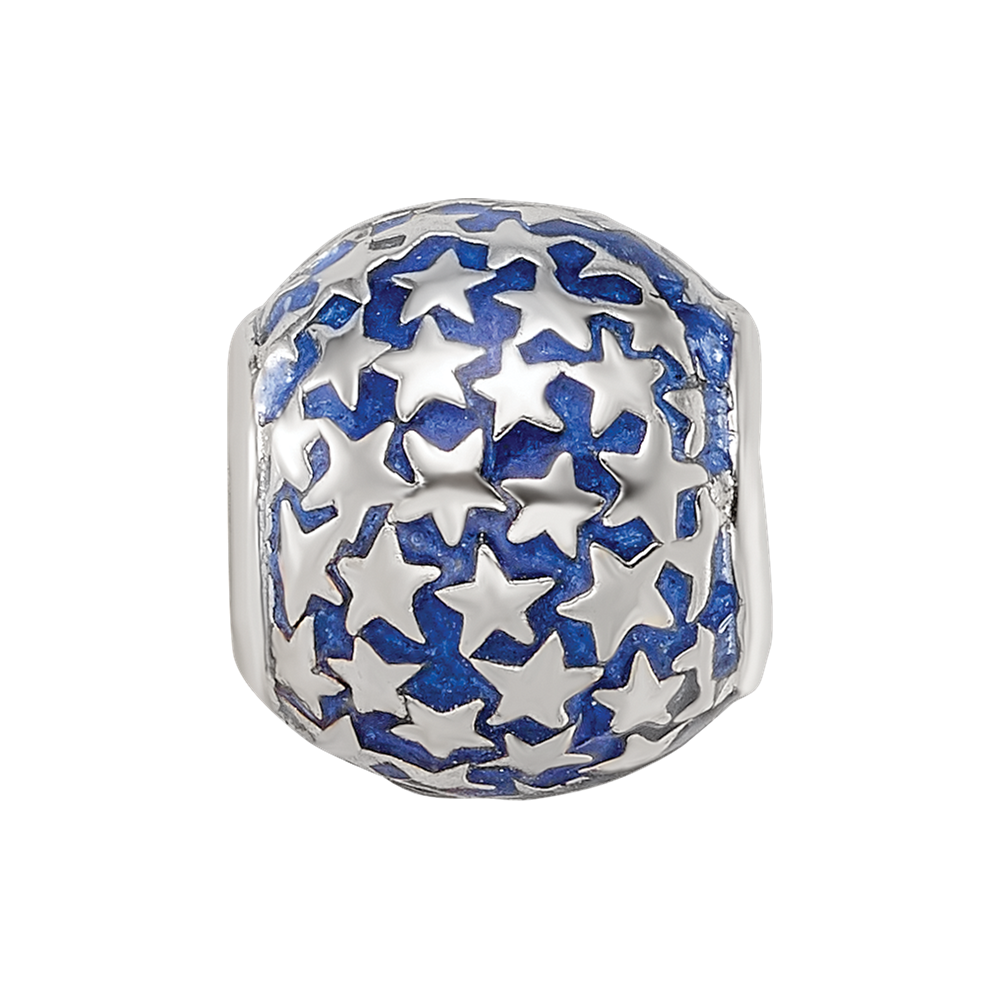 Sterling Silver Reflections Enamel Star Pattern Bead