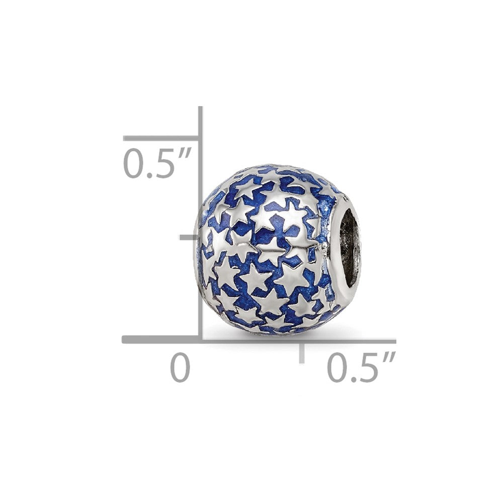 Sterling Silver Reflections Enamel Star Pattern Bead