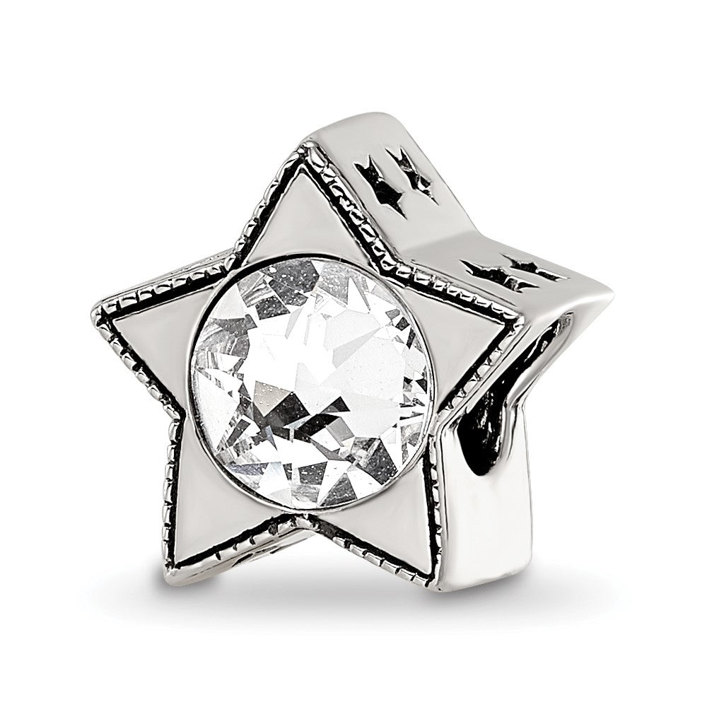 Sterling Silver Reflections Preciosa Crystal April Birthstone Star Bead