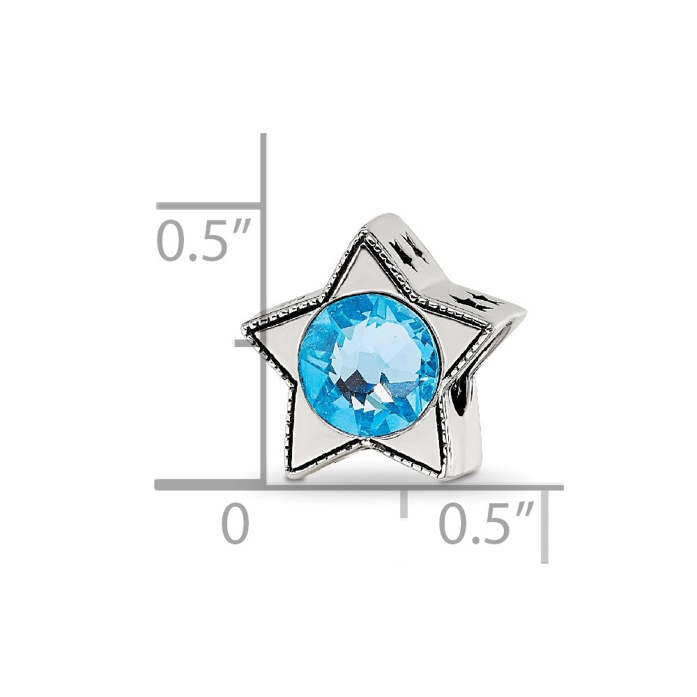 Sterling Silver Reflections Preciosa Crystal March Birthstone Star Bead