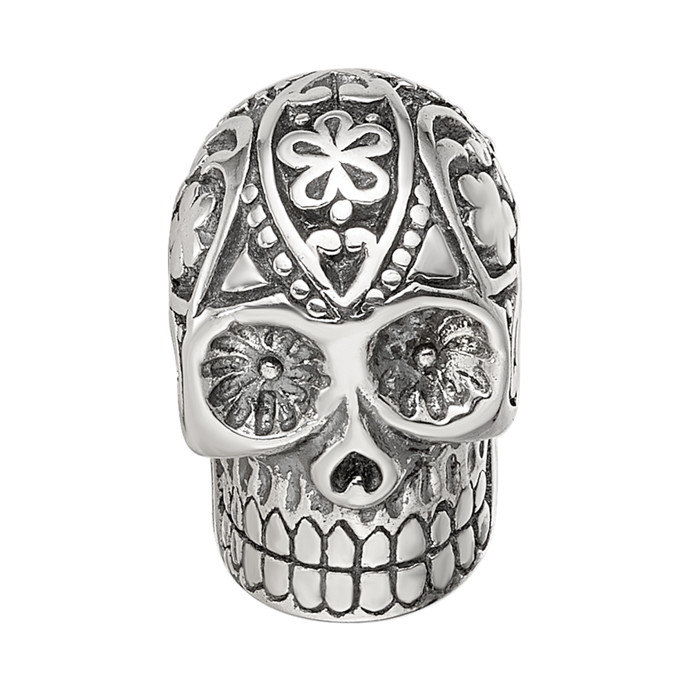 Sterling Silver Reflections Antiqued Calaveras Skull Bead