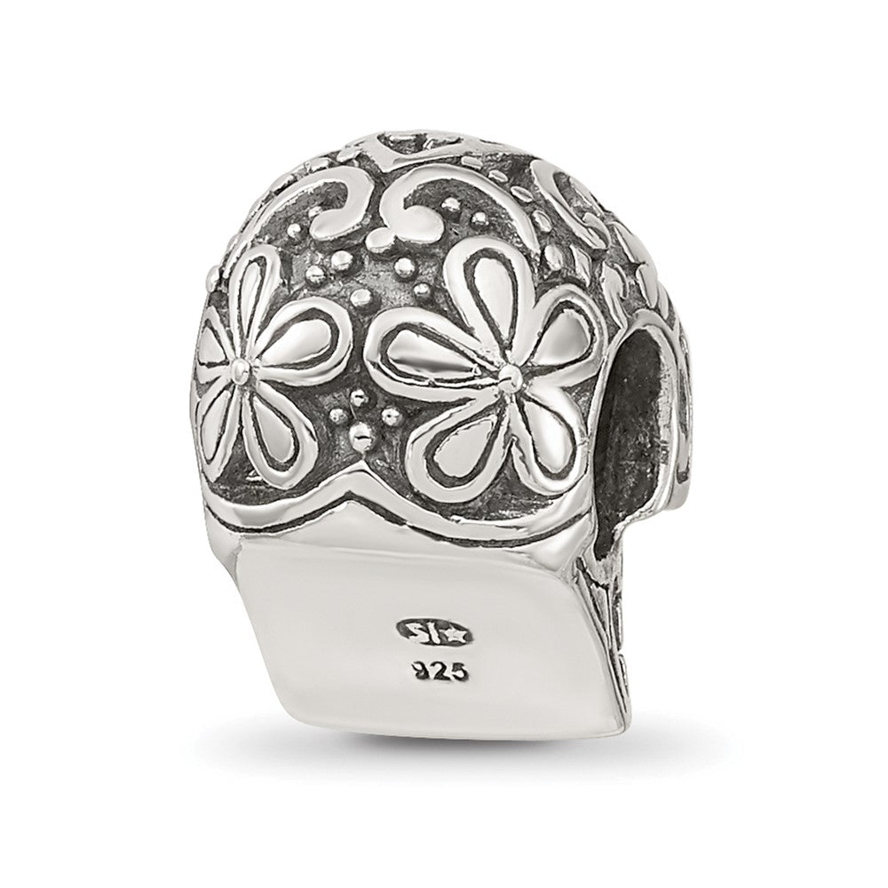 Sterling Silver Reflections Antiqued Calaveras Skull Bead