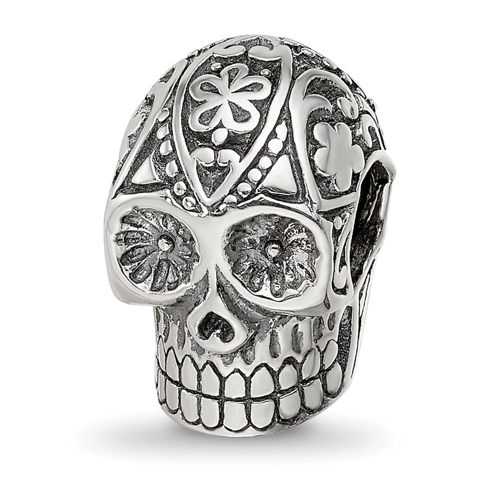 Sterling Silver Reflections Antiqued Calaveras Skull Bead