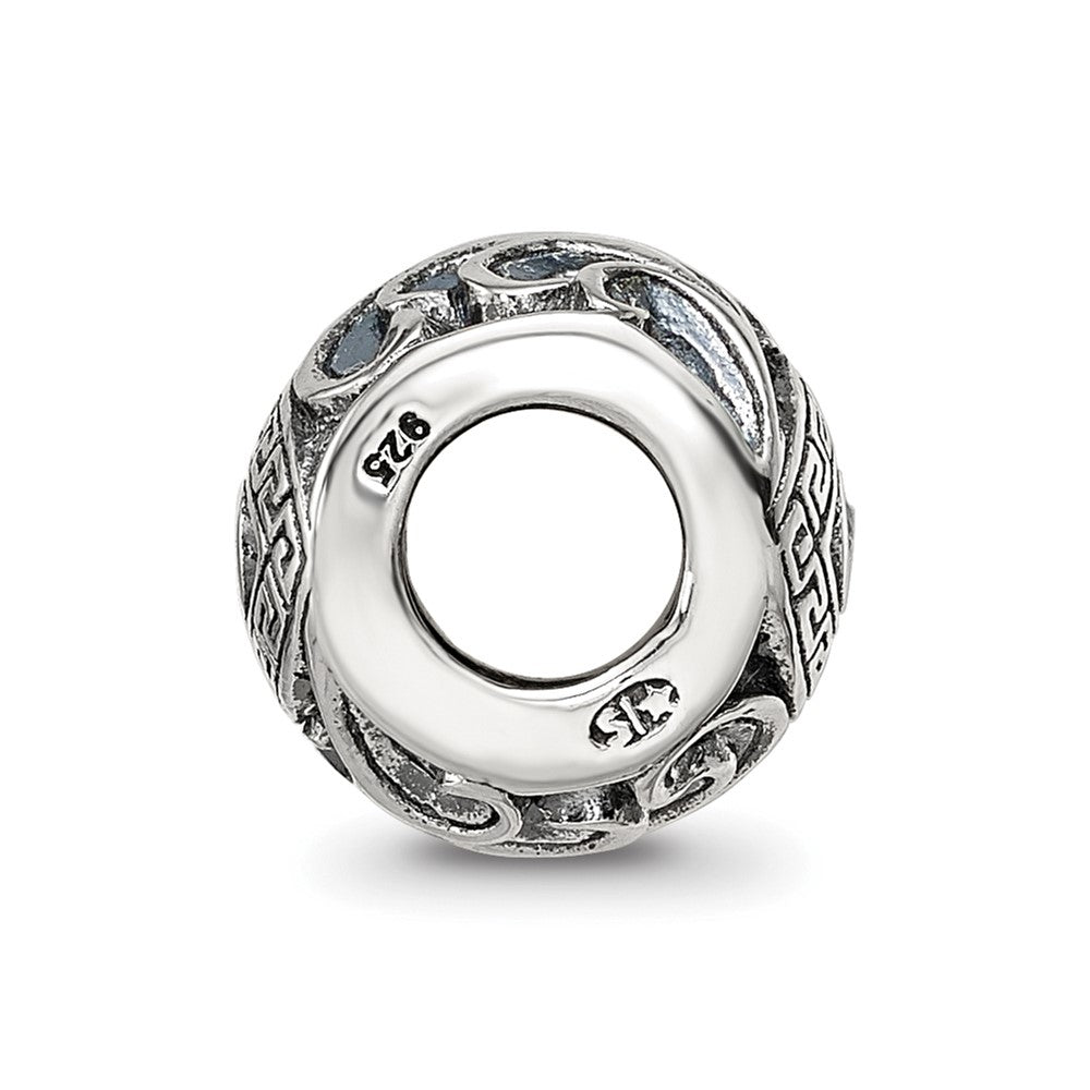 Sterling Silver Reflections CZ Aztec Eye & Pattern Round Bead