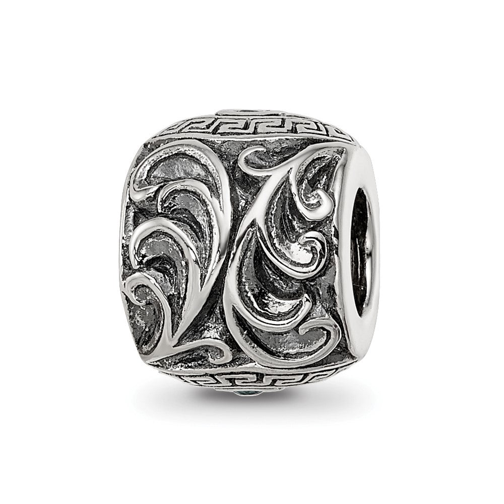 Sterling Silver Reflections CZ Aztec Eye & Pattern Round Bead