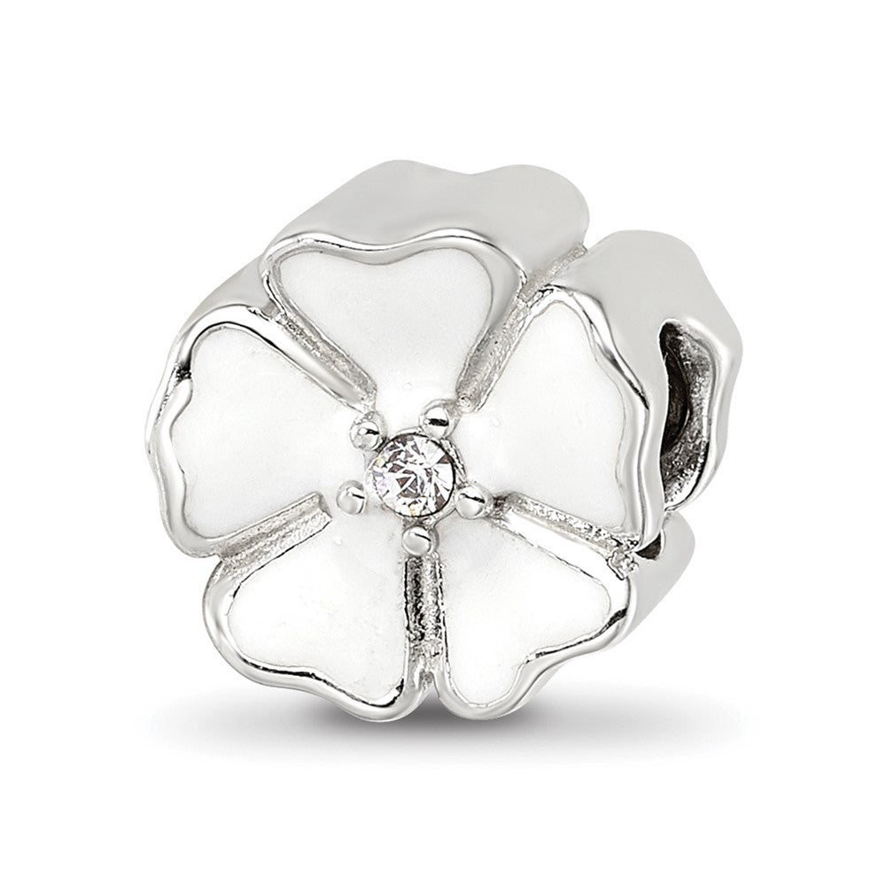 Sterling Silver Reflections White Enamel CZ Flower Bead