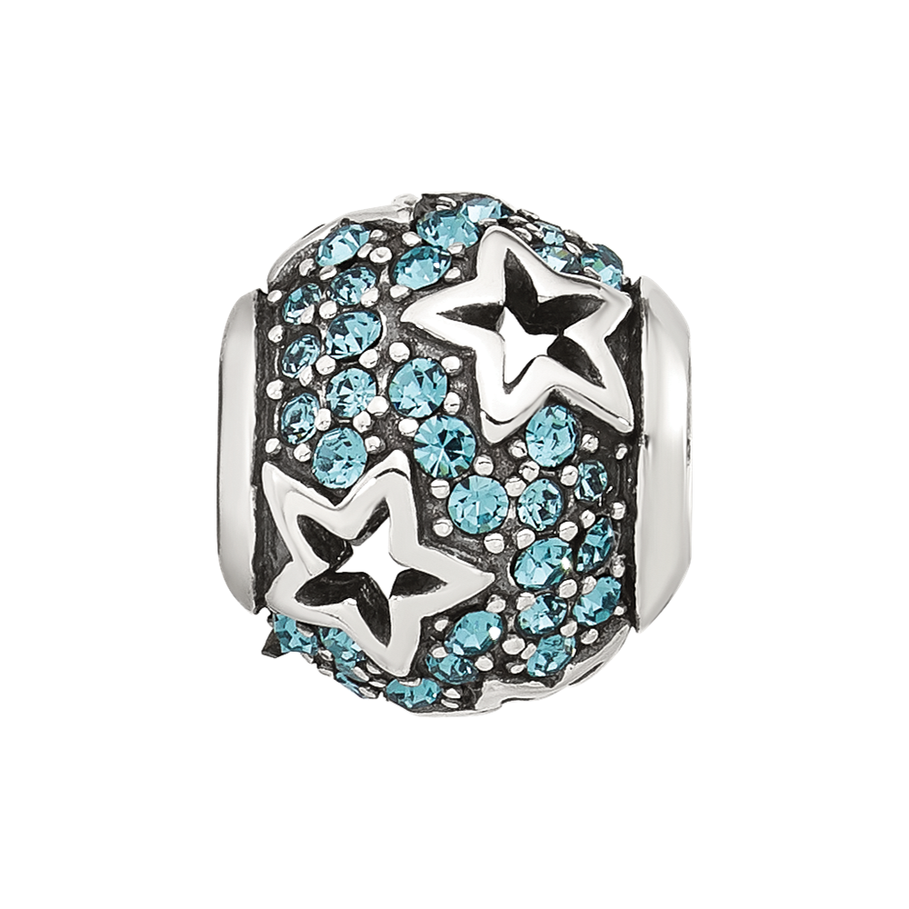 Sterling Silver Reflections Blue CZ Stars Round Bead