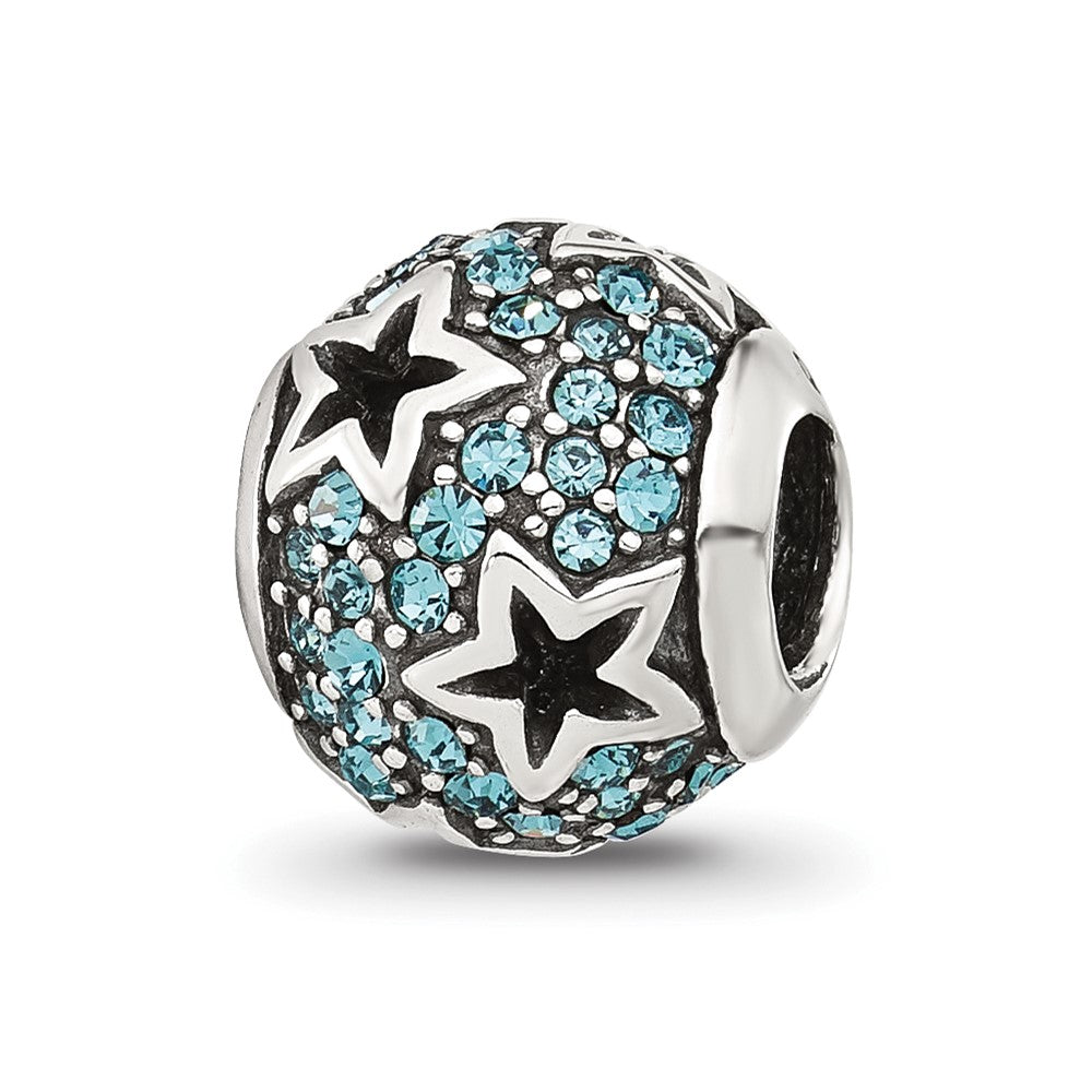 Sterling Silver Reflections Blue CZ Stars Round Bead