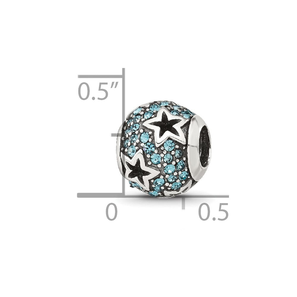Sterling Silver Reflections Blue CZ Stars Round Bead