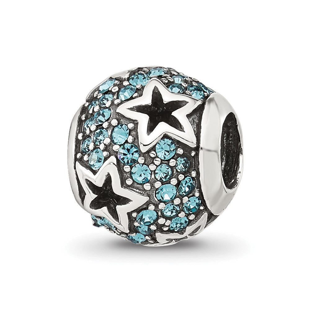 Sterling Silver Reflections Blue CZ Stars Round Bead