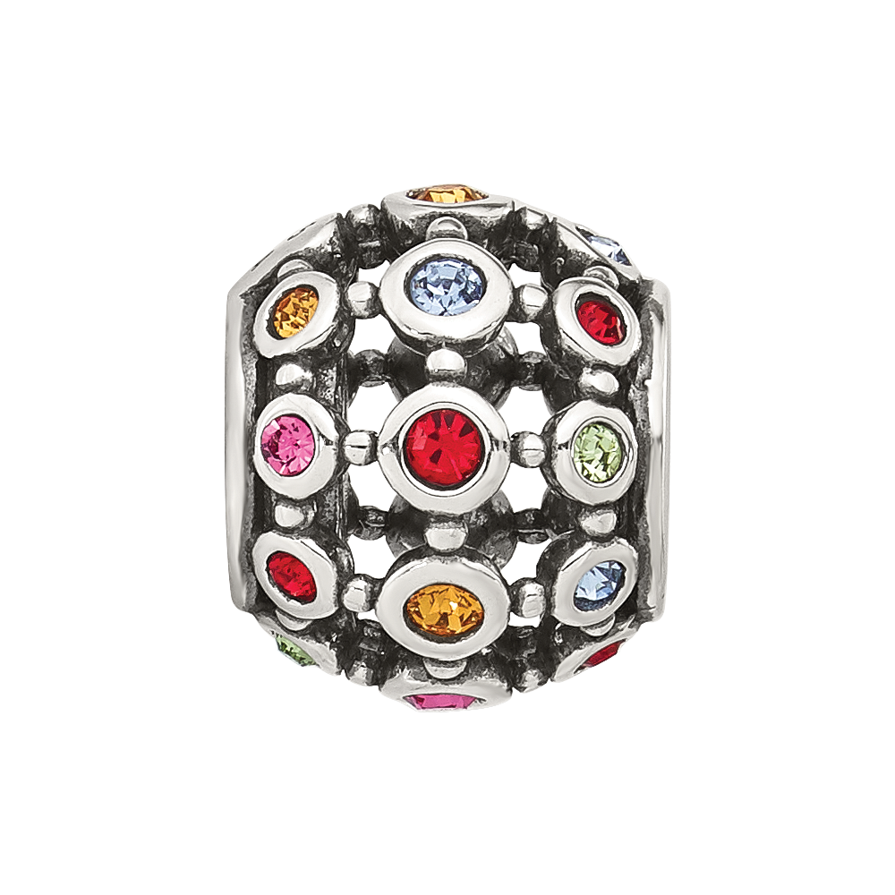 Sterling Silver Reflections Multi-color CZ Round Bead