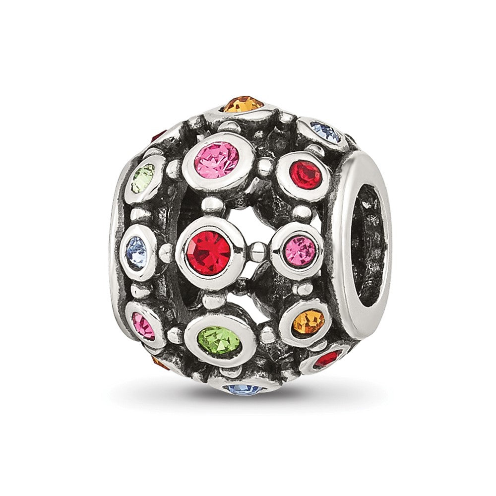 Sterling Silver Reflections Multi-color CZ Round Bead